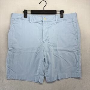 B Draddy Shorts Men's 36 Blue Chino Khaki Flat Front Golf Stretch Pockets 9 in